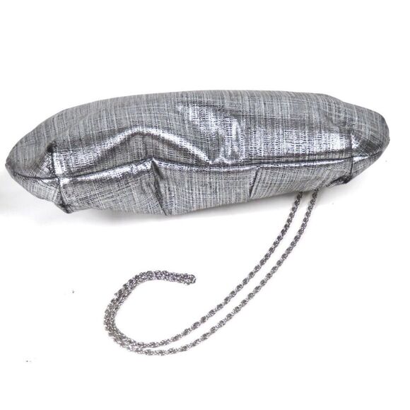 Vintage La Regale Metallic Silver & Black Evening Fabric Chain Bag Crossbody - Picture 7 of 8